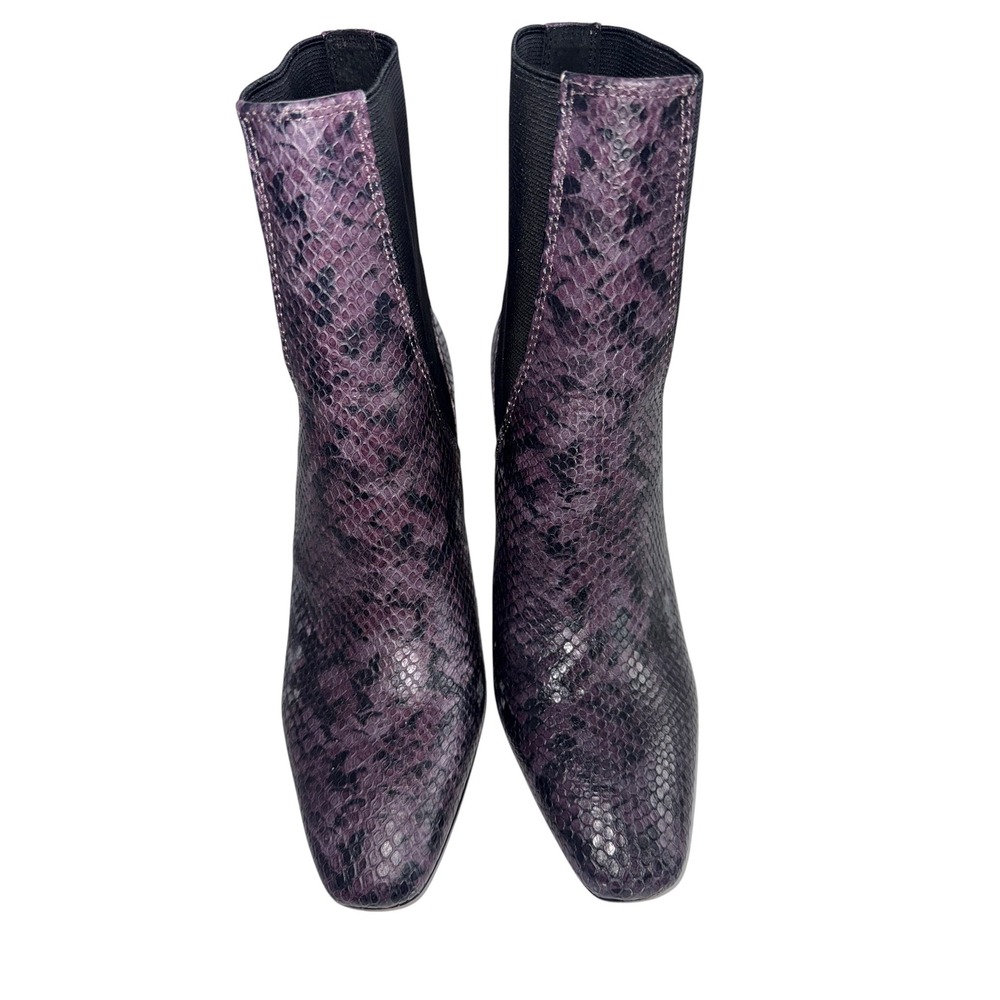 Vince Camuto Seeana Booties Women 9 Purple Snakeskin Leather Block Heel EUC - Picture 6 of 10
